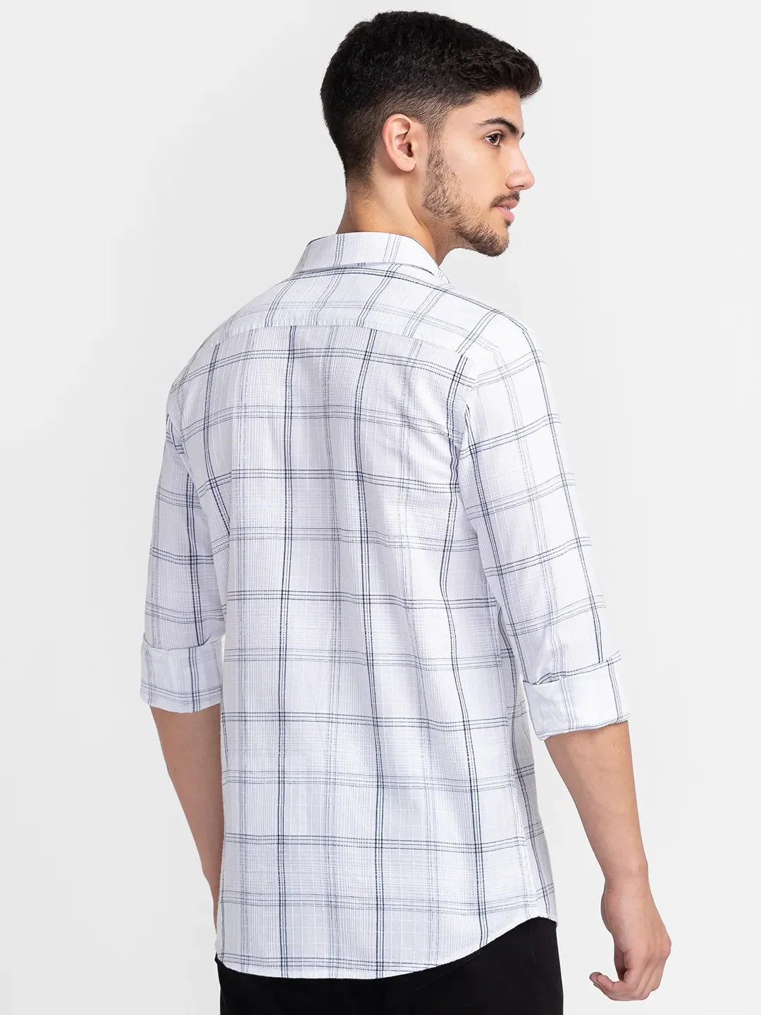 White Slim Fit Regular Collar Men's Shirt by Being Human Clothing - Image 3