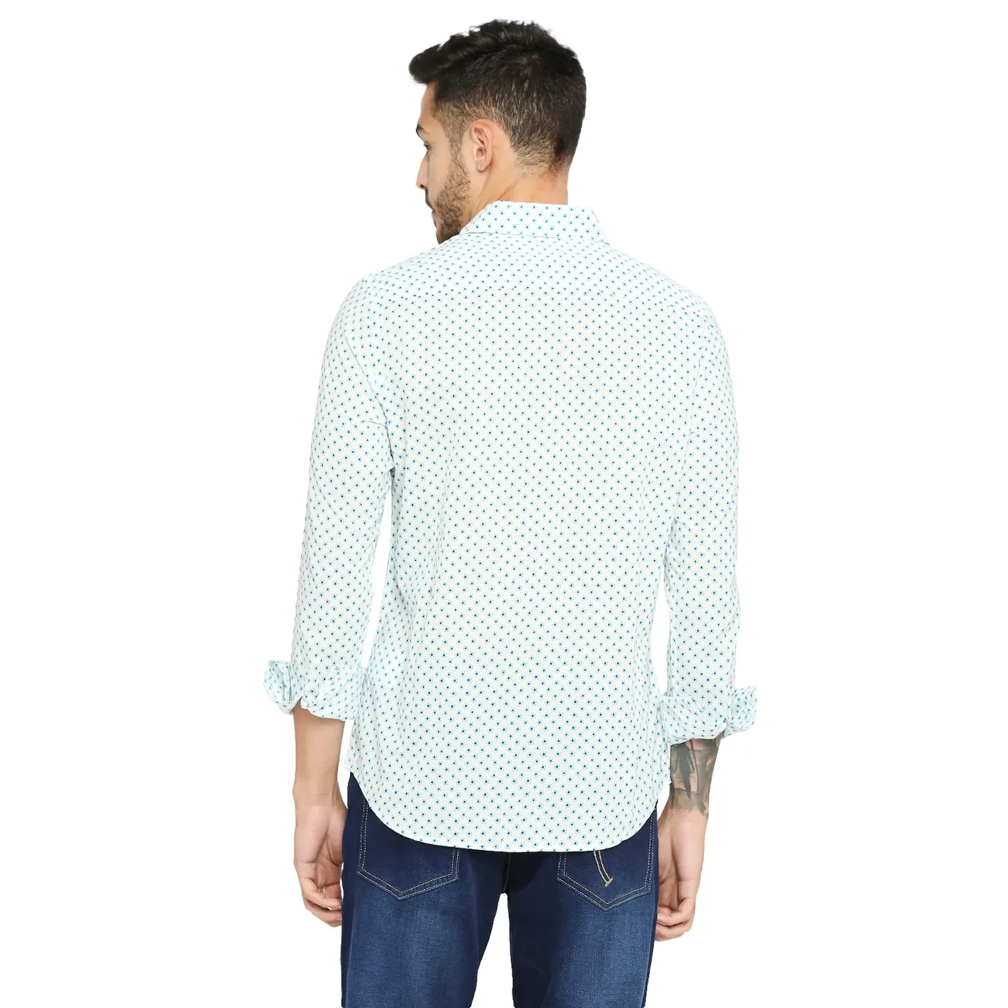 White Slim Fit Regular Collar Men's Shirt by Being Human Clothing - Image 4