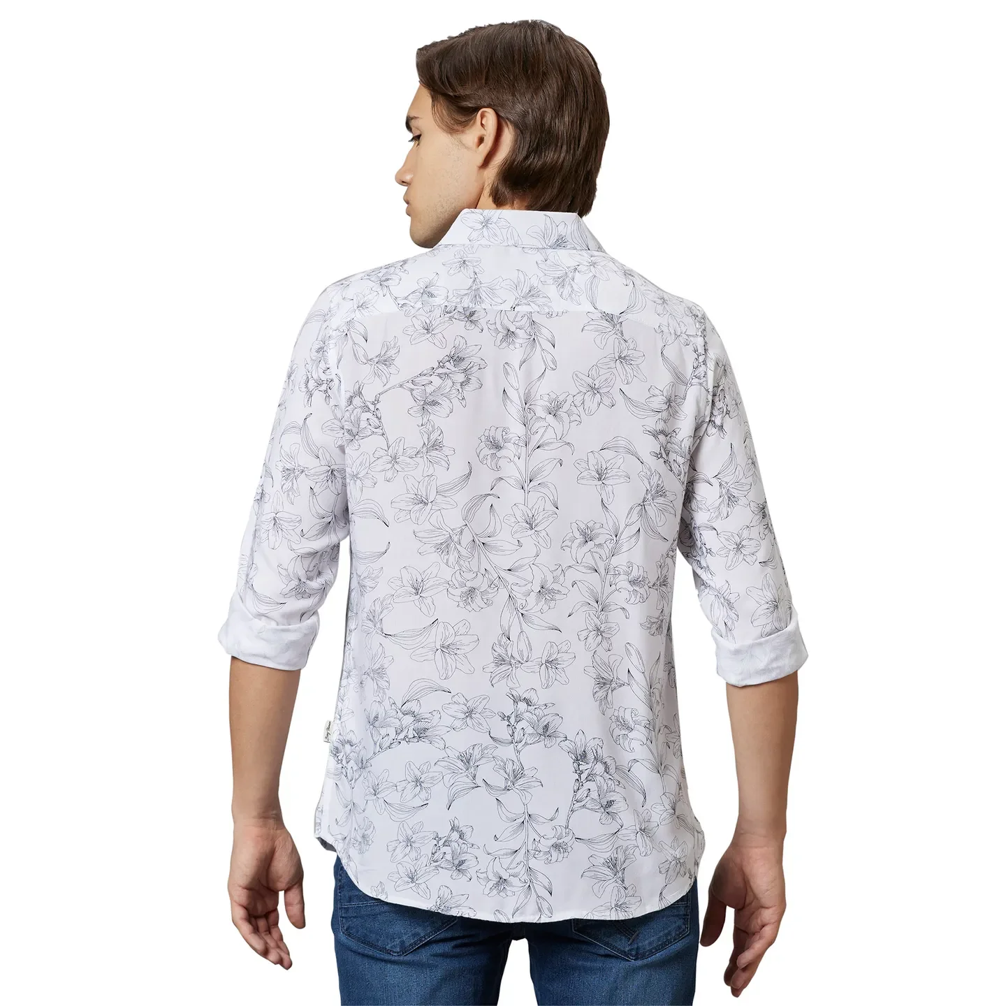 White Slim Fit Regular Collar Men's Shirt by Being Human Clothing - Image 2