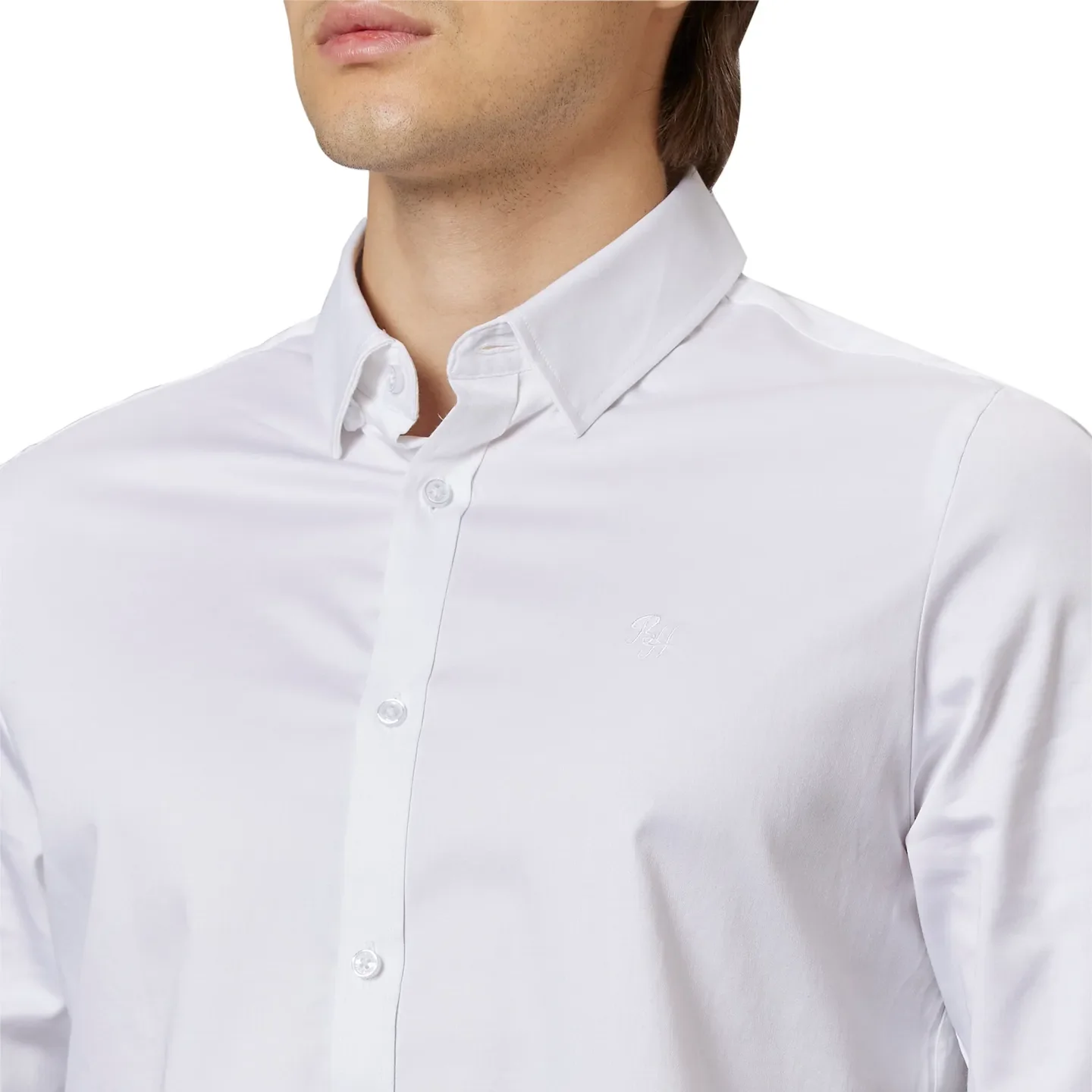 White Slim Straight Fit Regular Collar Long Sleeves Cotton Men's Shirt by Being Human Clothing - Image 4