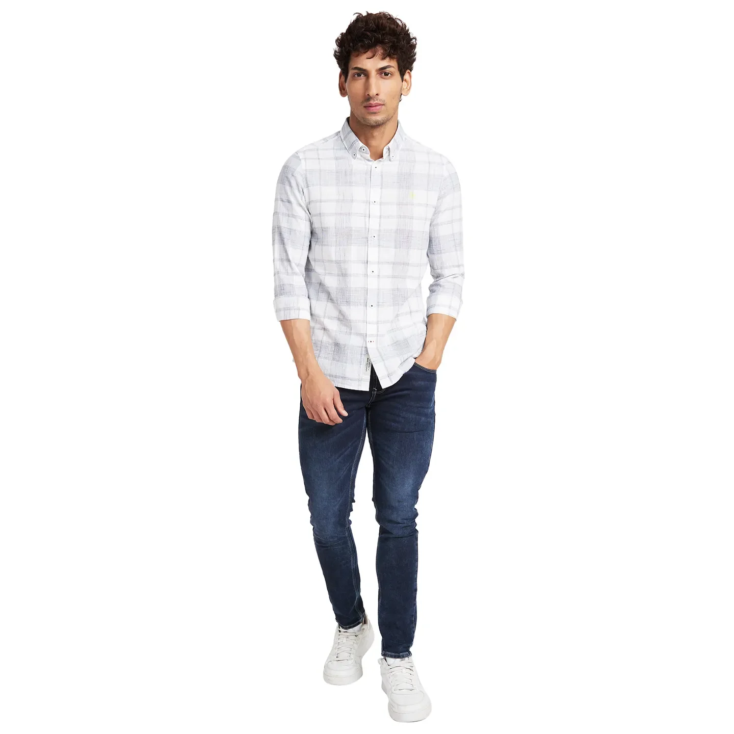 White Slim Fit Regular Collar Men's Shirt by Being Human Clothing - Image 2
