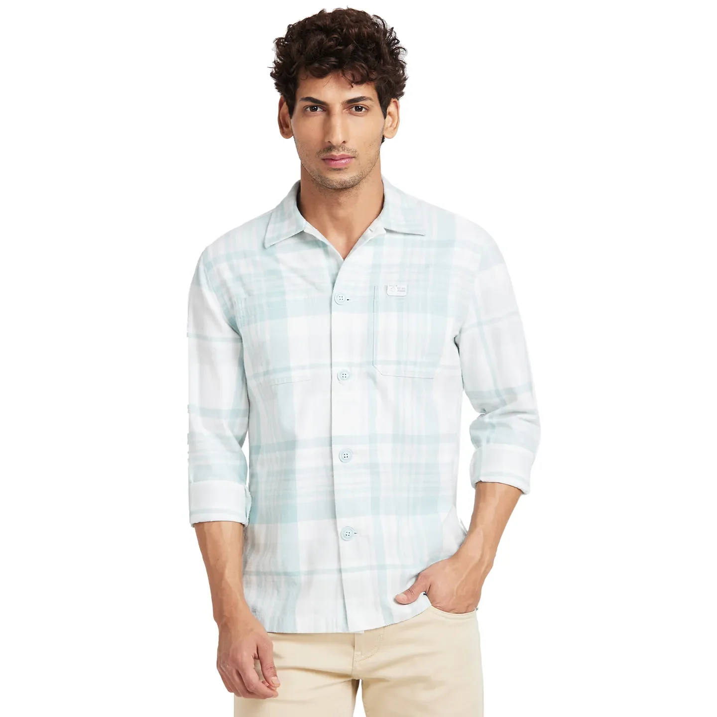 White Slim Straight Fit Regular Collar Long Sleeves Men's Shirt by Being Human Clothing