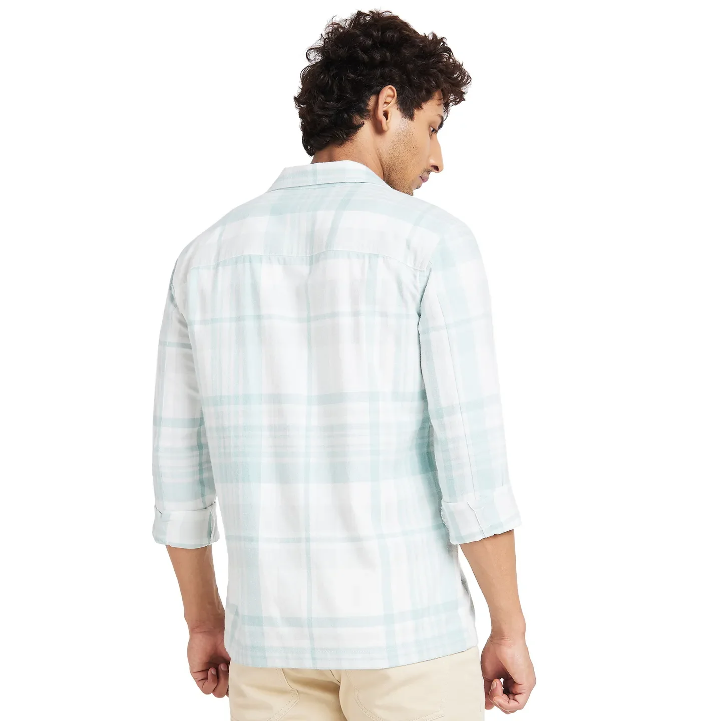 White Slim Straight Fit Regular Collar Long Sleeves Men's Shirt by Being Human Clothing - Image 4