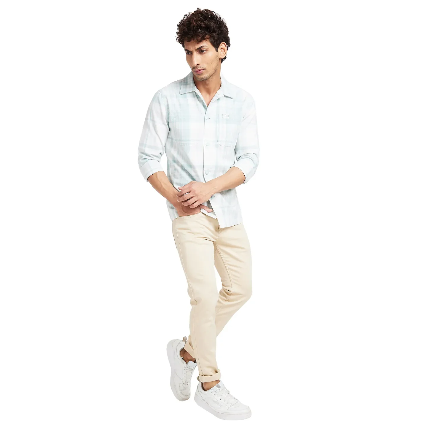 White Slim Straight Fit Regular Collar Long Sleeves Men's Shirt by Being Human Clothing - Image 6