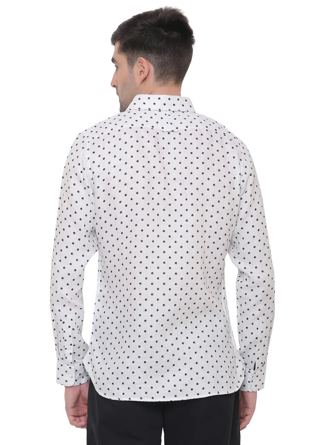 White Slim Straight Fit Regular Collar Long Sleeves Cotton Men's Shirt by Being Human Clothing - Image 4