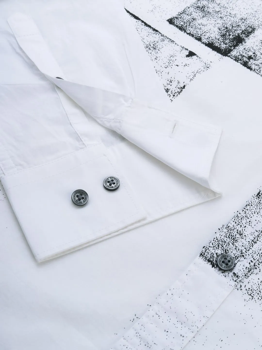 White Slim Straight Fit Regular Collar Long Sleeves Cotton Men's Shirt by Being Human Clothing - Image 3