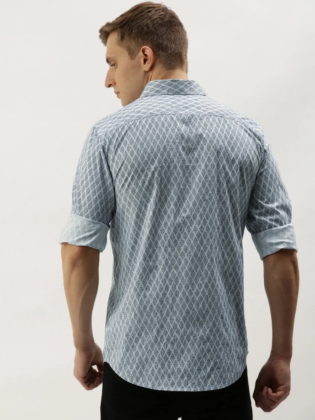 White Slim Straight Fit Regular Collar Long Sleeves Men's Shirt by Being Human Clothing - Image 3
