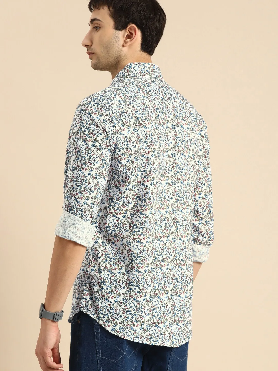 White Slim Straight Fit Regular Collar Long Sleeves Men's Shirt by Being Human Clothing - Image 2