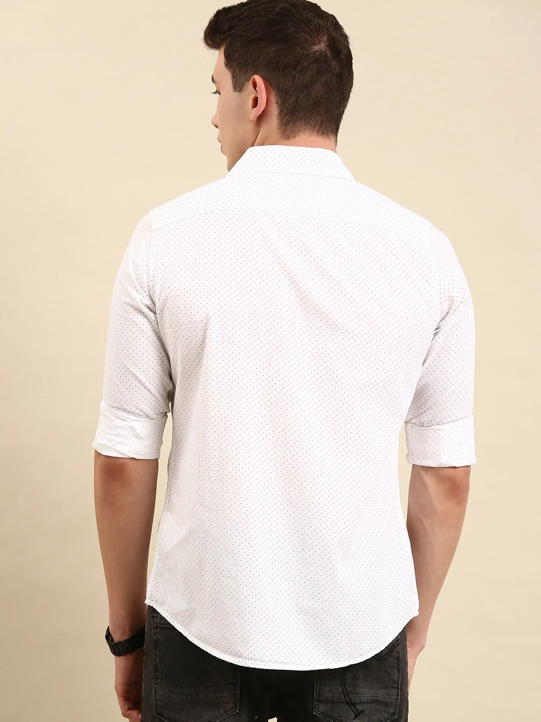 White Slim Fit Regular Collar Men's Shirt by Being Human Clothing - Image 3