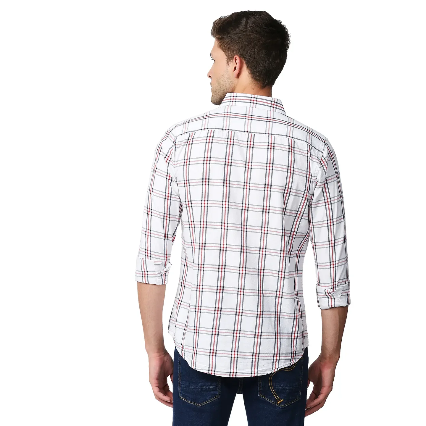 White Slim Straight Fit Regular Collar Long Sleeves Men's Shirt by Being Human Clothing - Image 4