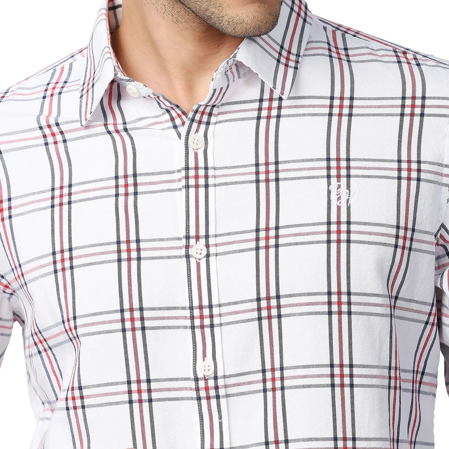 White Slim Straight Fit Regular Collar Long Sleeves Men's Shirt by Being Human Clothing - Image 5