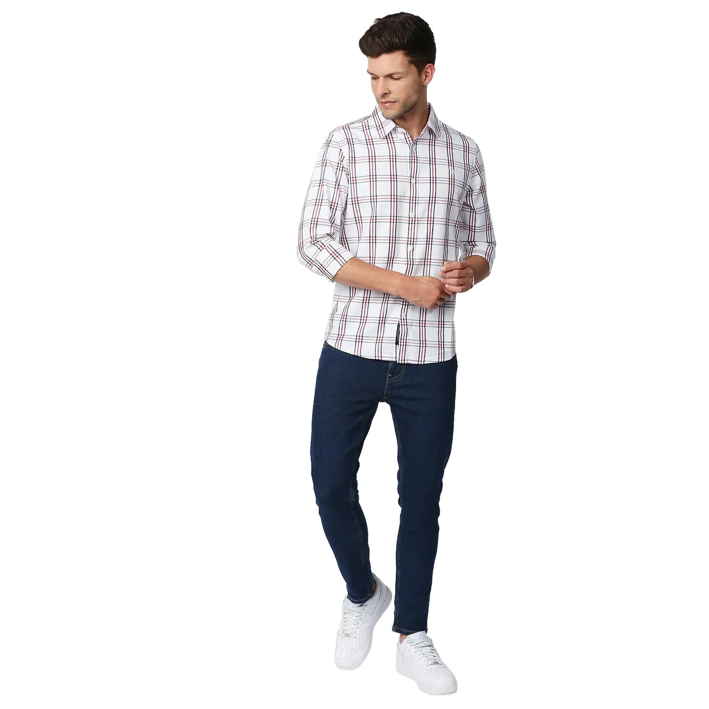 White Slim Straight Fit Regular Collar Long Sleeves Men's Shirt by Being Human Clothing - Image 6