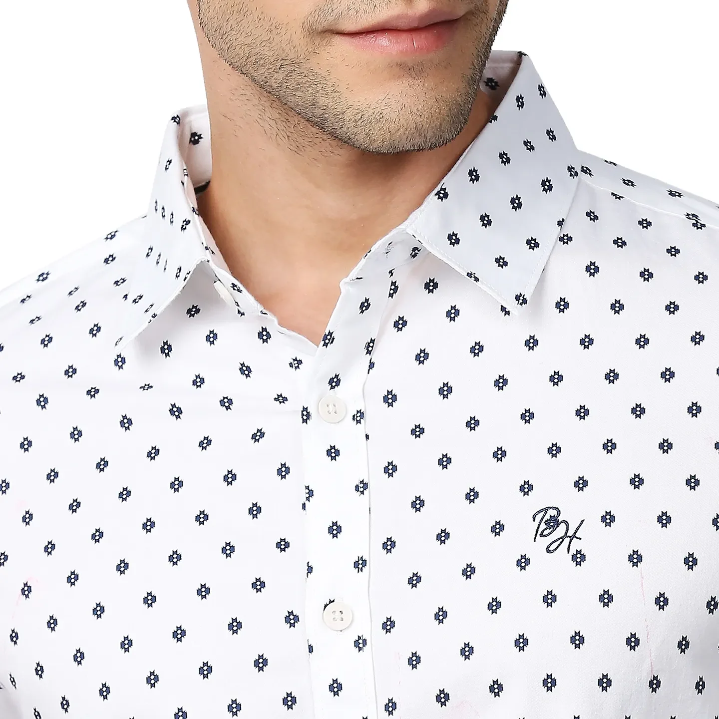 White Slim Straight Fit Regular Collar Long Sleeves Men's Shirt by Being Human Clothing - Image 5
