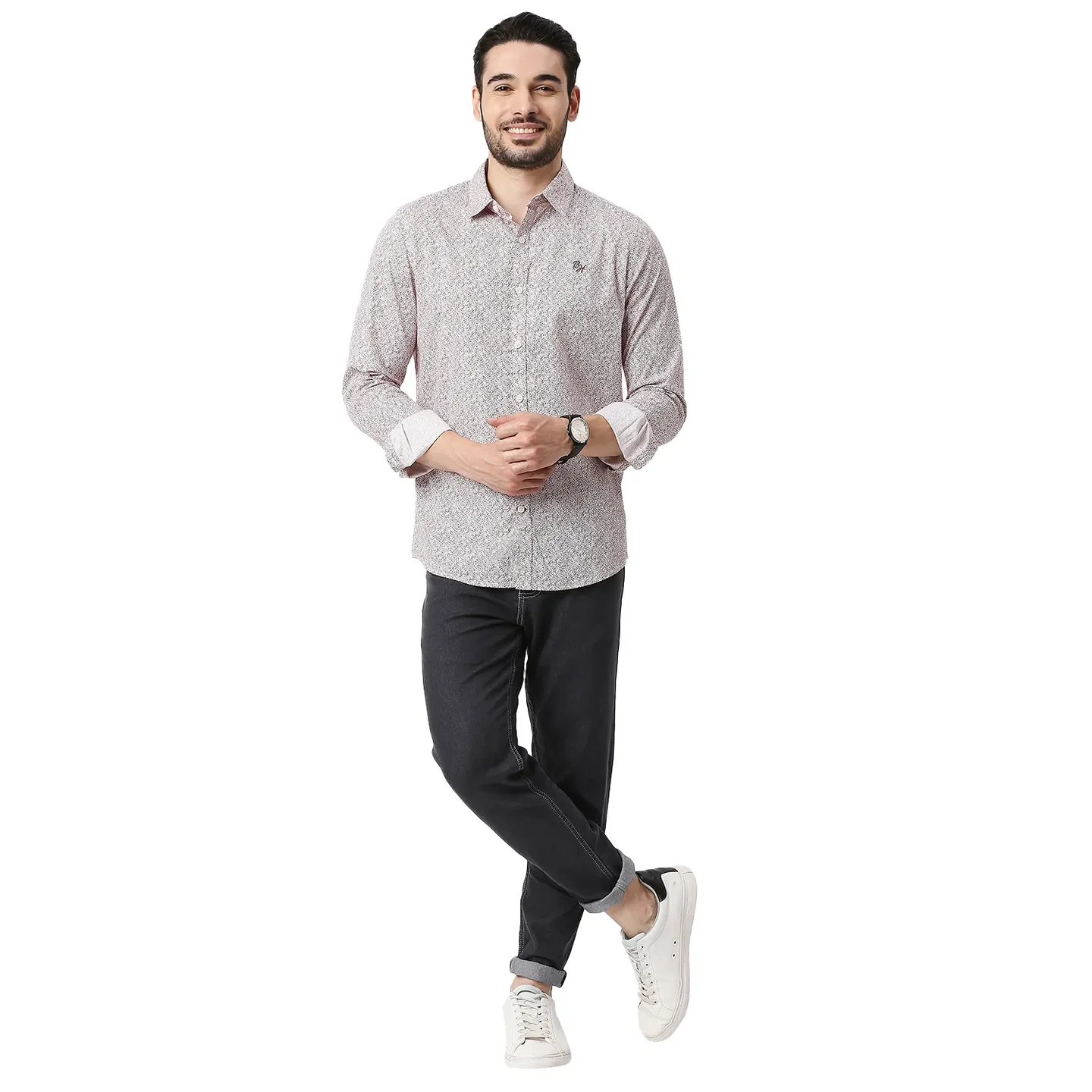 White Slim Straight Fit Regular Collar Long Sleeves Men's Shirt by Being Human Clothing - Image 5