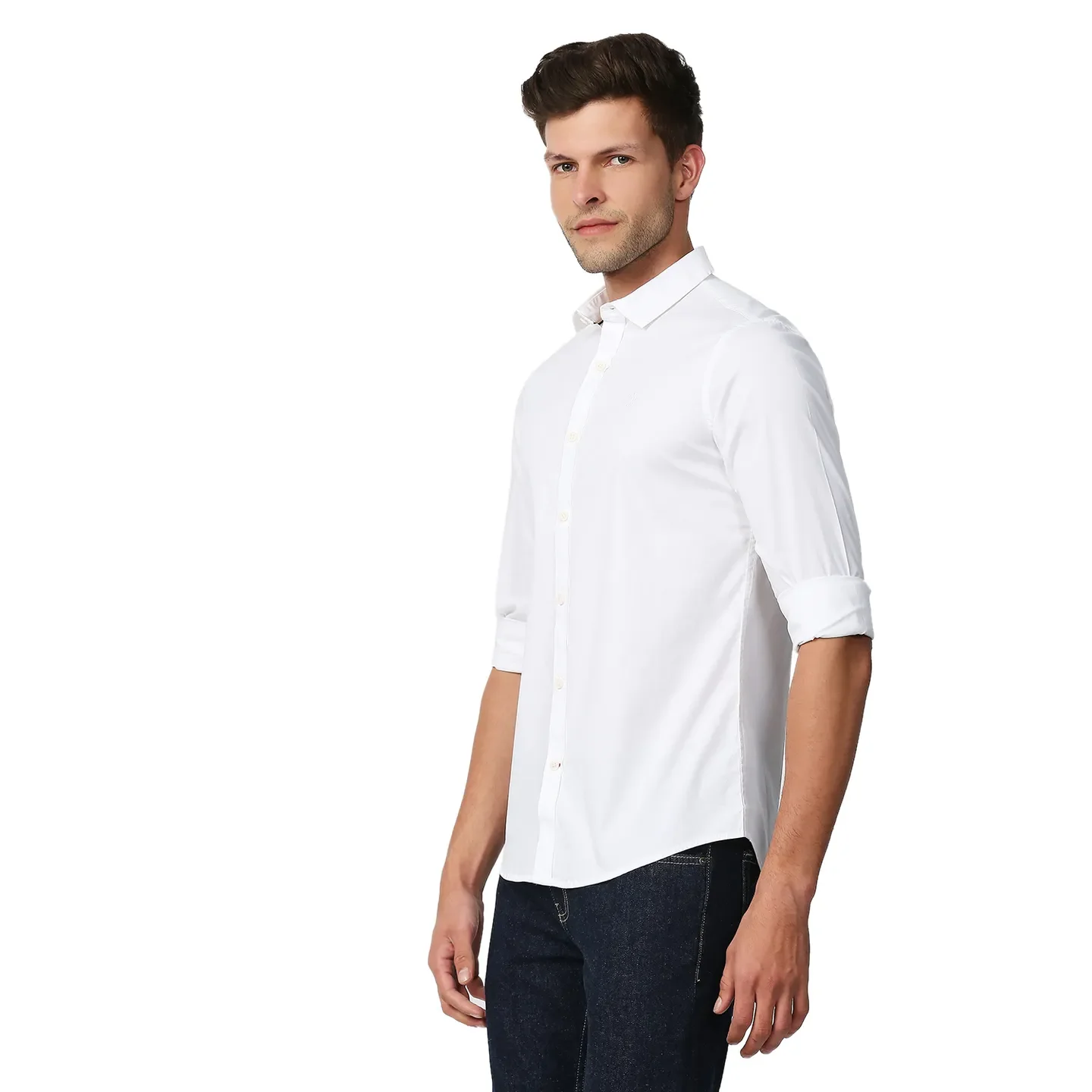 White Super Slim Fit Regular Collar Long Sleeves Men's Shirt by Being Human Clothing - Image 2