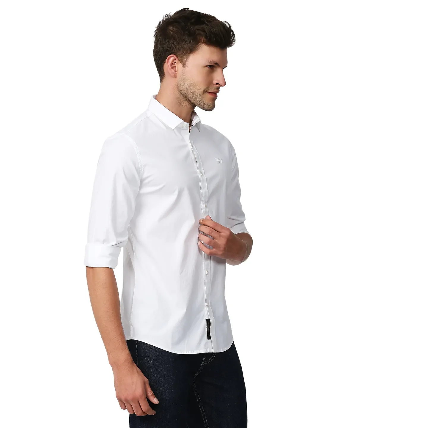 White Super Slim Fit Regular Collar Long Sleeves Men's Shirt by Being Human Clothing - Image 3