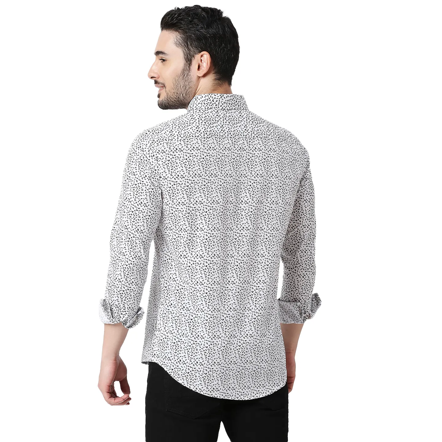 White Slim Straight Fit Regular Collar Long Sleeves Cotton Men's Shirt by Being Human Clothing - Image 3