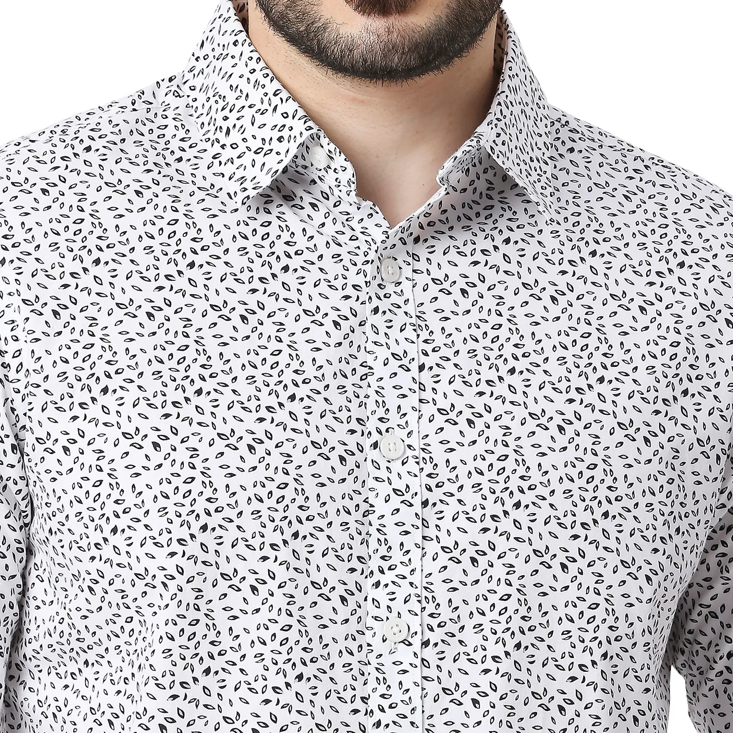 White Slim Straight Fit Regular Collar Long Sleeves Cotton Men's Shirt by Being Human Clothing - Image 4