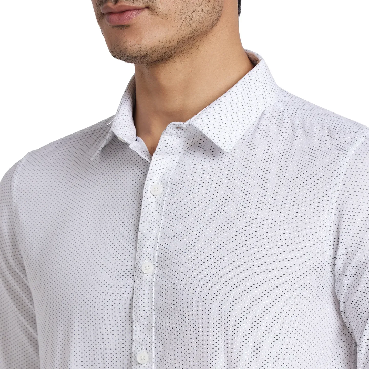 White Slim Straight Fit Regular Collar Long Sleeves Cotton Men's Shirt by Being Human Clothing - Image 4