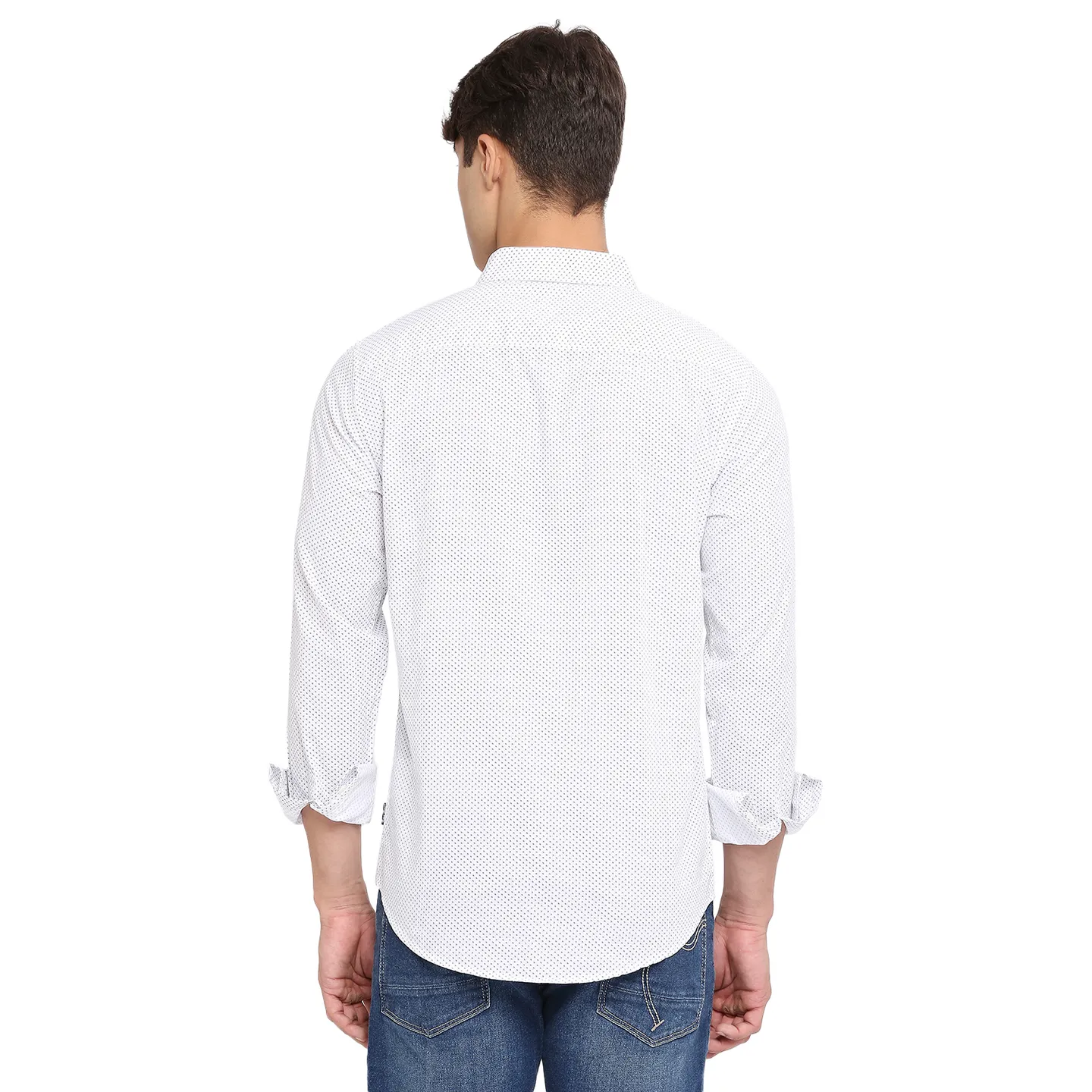 White Slim Straight Fit Regular Collar Long Sleeves Cotton Men's Shirt by Being Human Clothing - Image 4