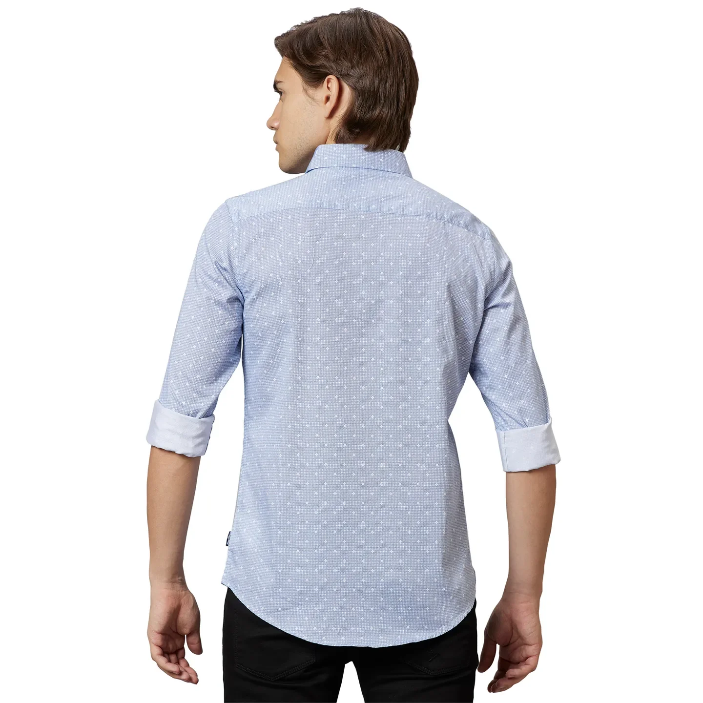 White Slim Straight Fit Regular Collar Long Sleeves Cotton Men's Shirt by Being Human Clothing - Image 2