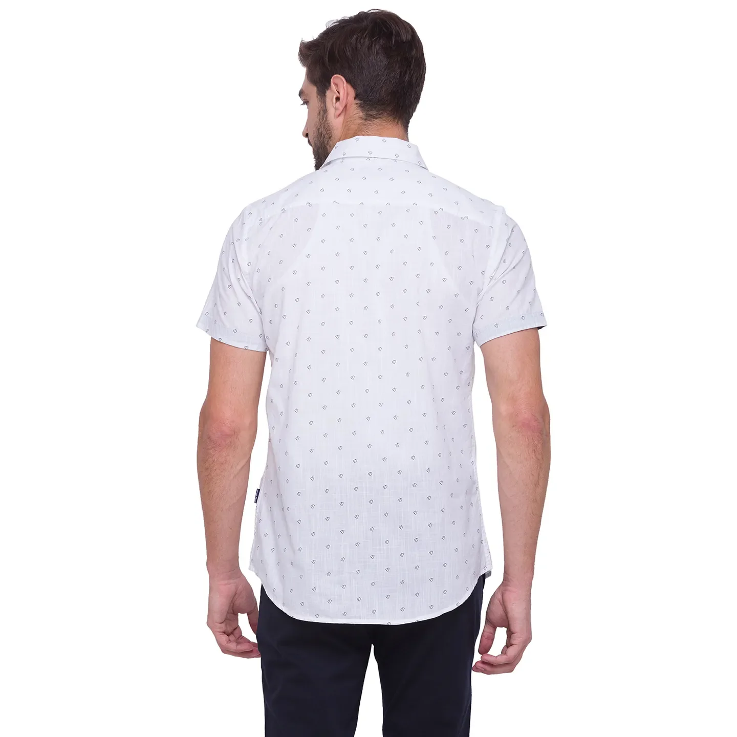 White Slim Straight Fit Regular Collar Short Sleeves Cotton Men's Shirt by Being Human Clothing - Image 4