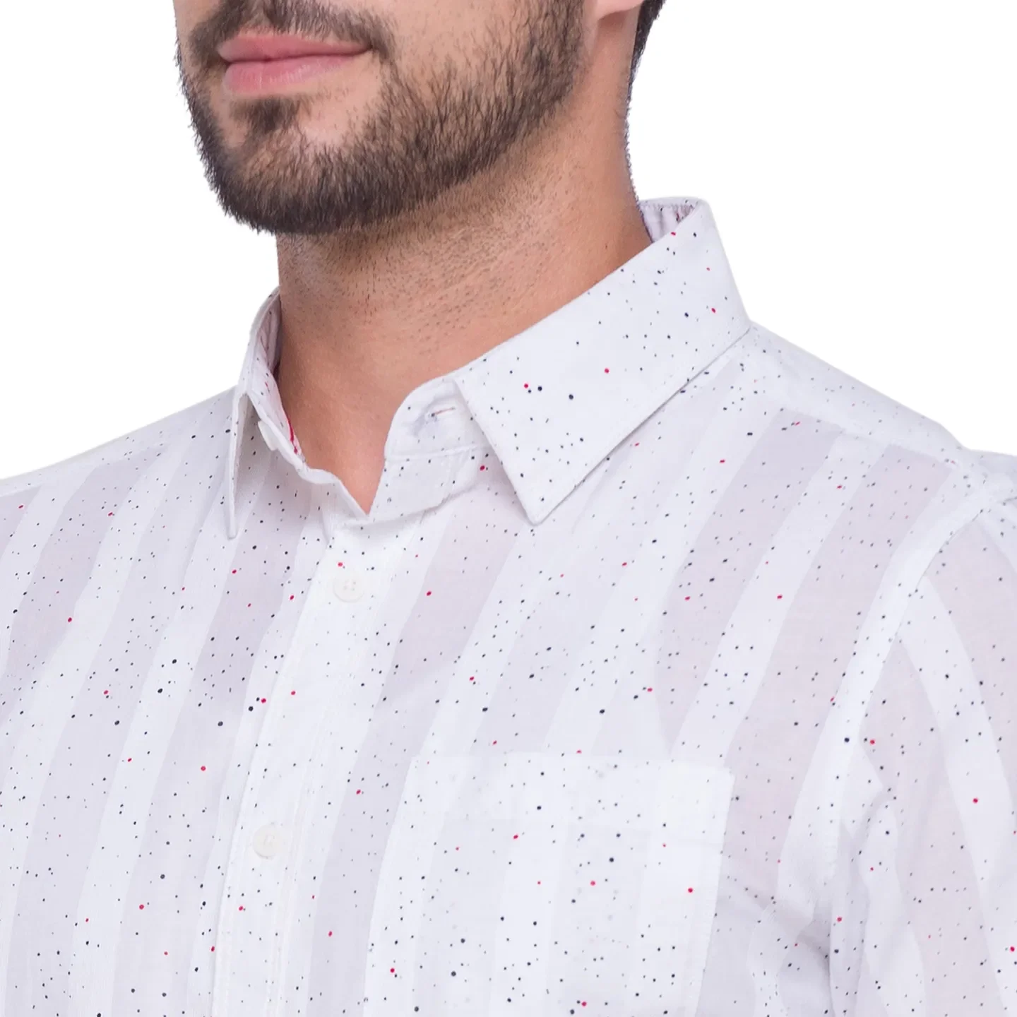 White Slim Straight Fit Regular Collar Short Sleeves Cotton Men's Shirt by Being Human Clothing - Image 3