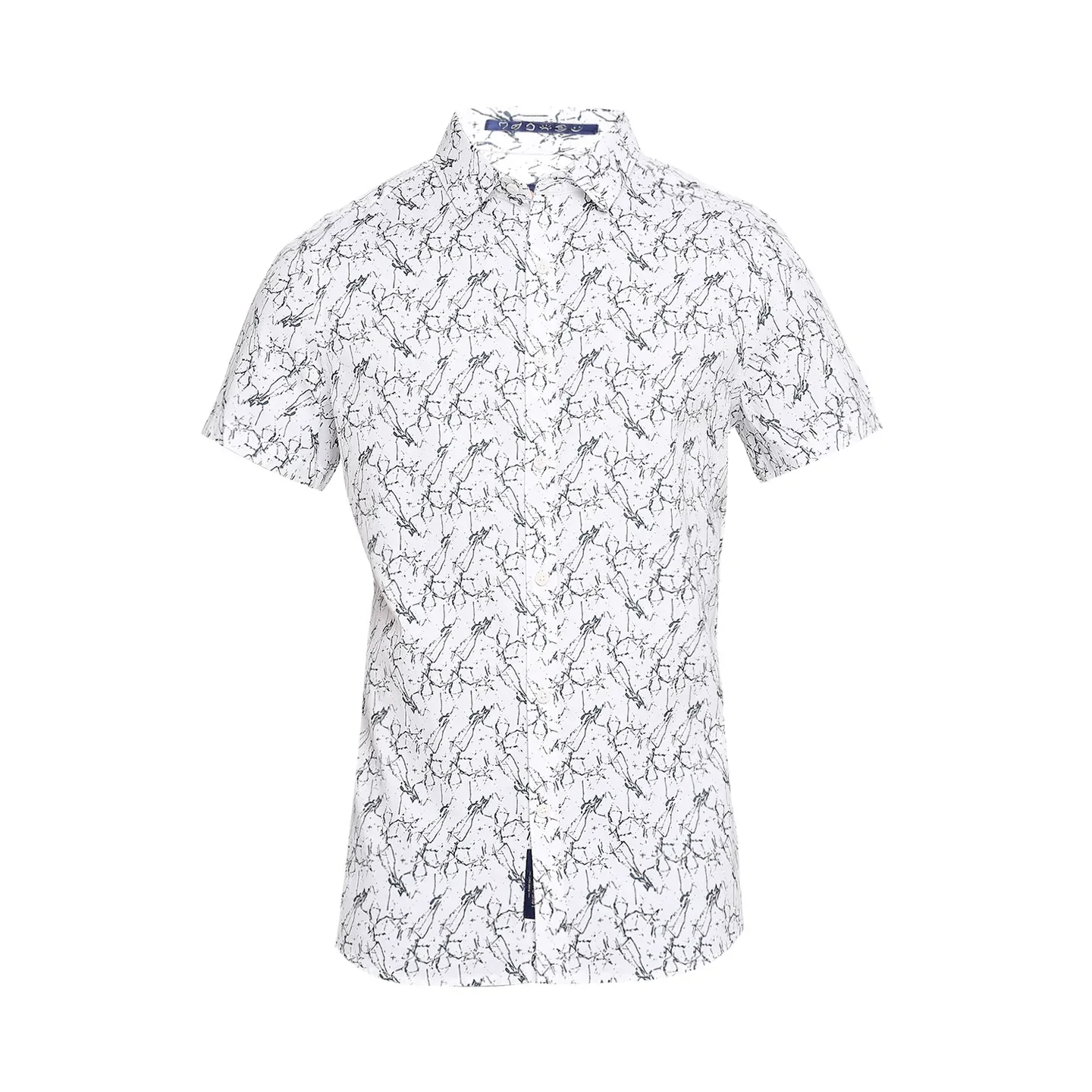 White Slim Straight Fit Regular Collar Short Sleeves Cotton Men's Shirt by Being Human Clothing - Image 7