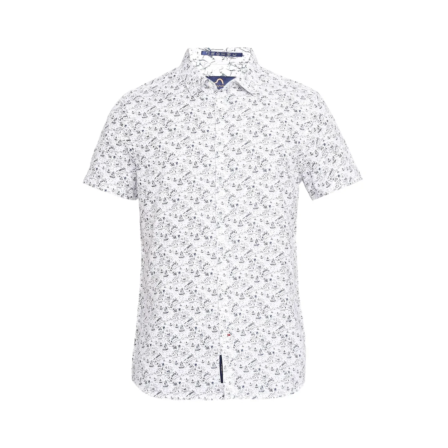 White Slim Straight Fit Regular Collar Short Sleeves Cotton Men's Shirt by Being Human Clothing - Image 7
