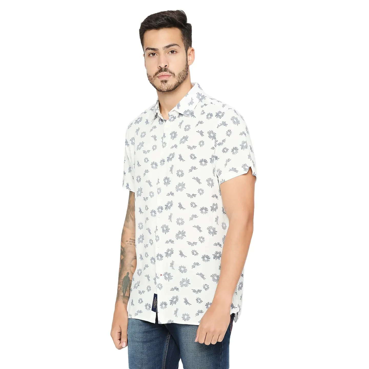 White Slim Fit Regular Collar Men's Shirt by Being Human Clothing - Image 2