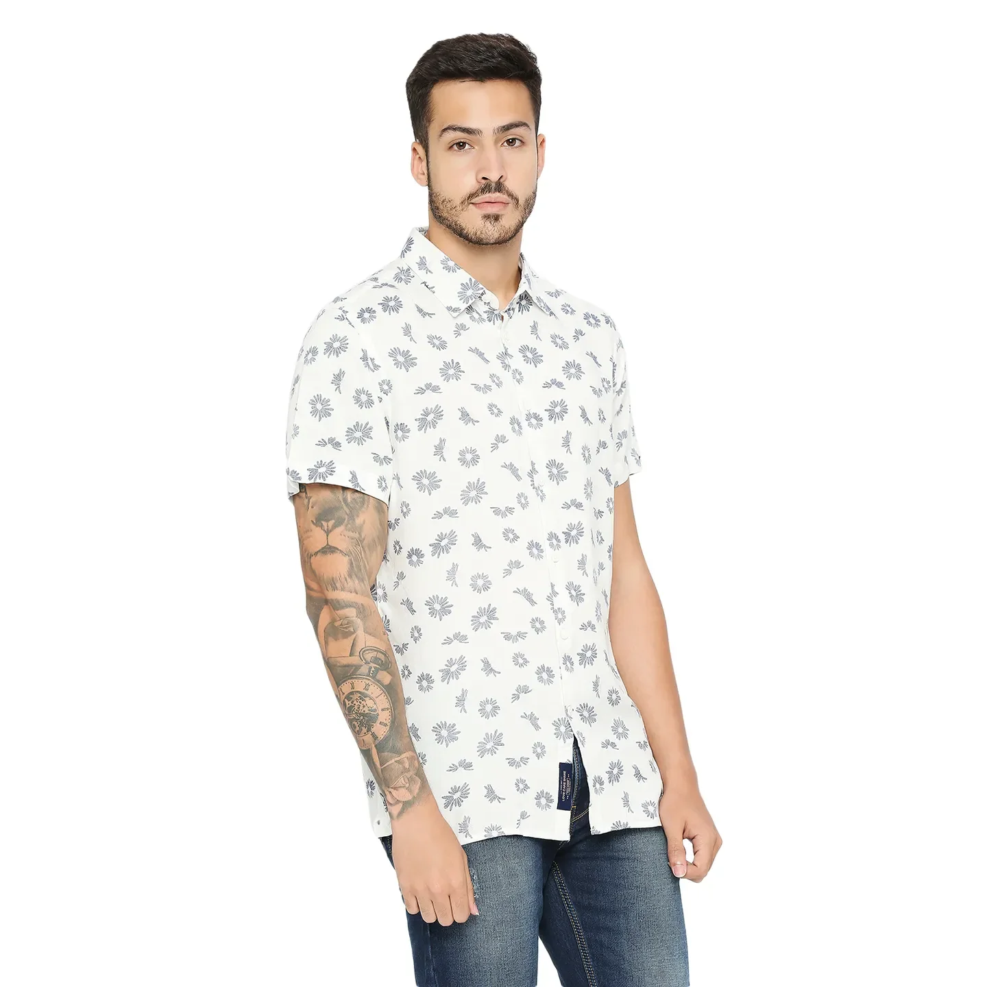 White Slim Fit Regular Collar Men's Shirt by Being Human Clothing - Image 3