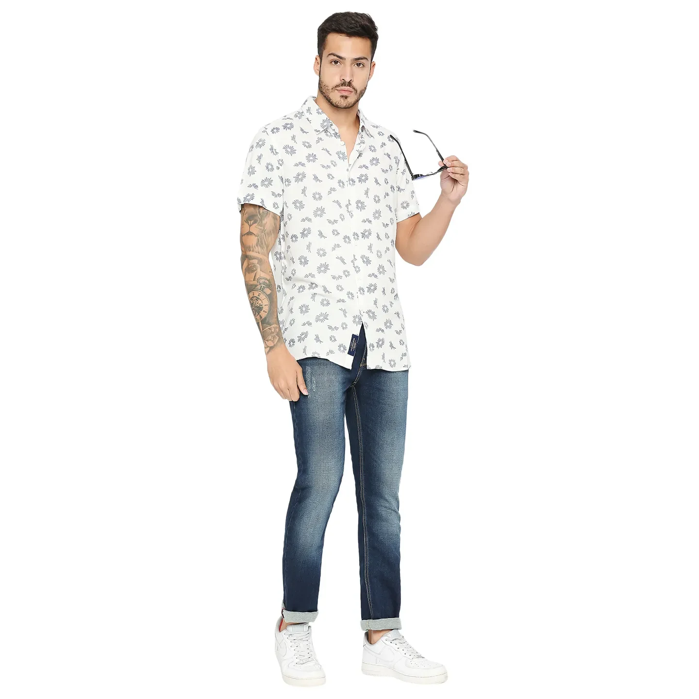 White Slim Fit Regular Collar Men's Shirt by Being Human Clothing - Image 6