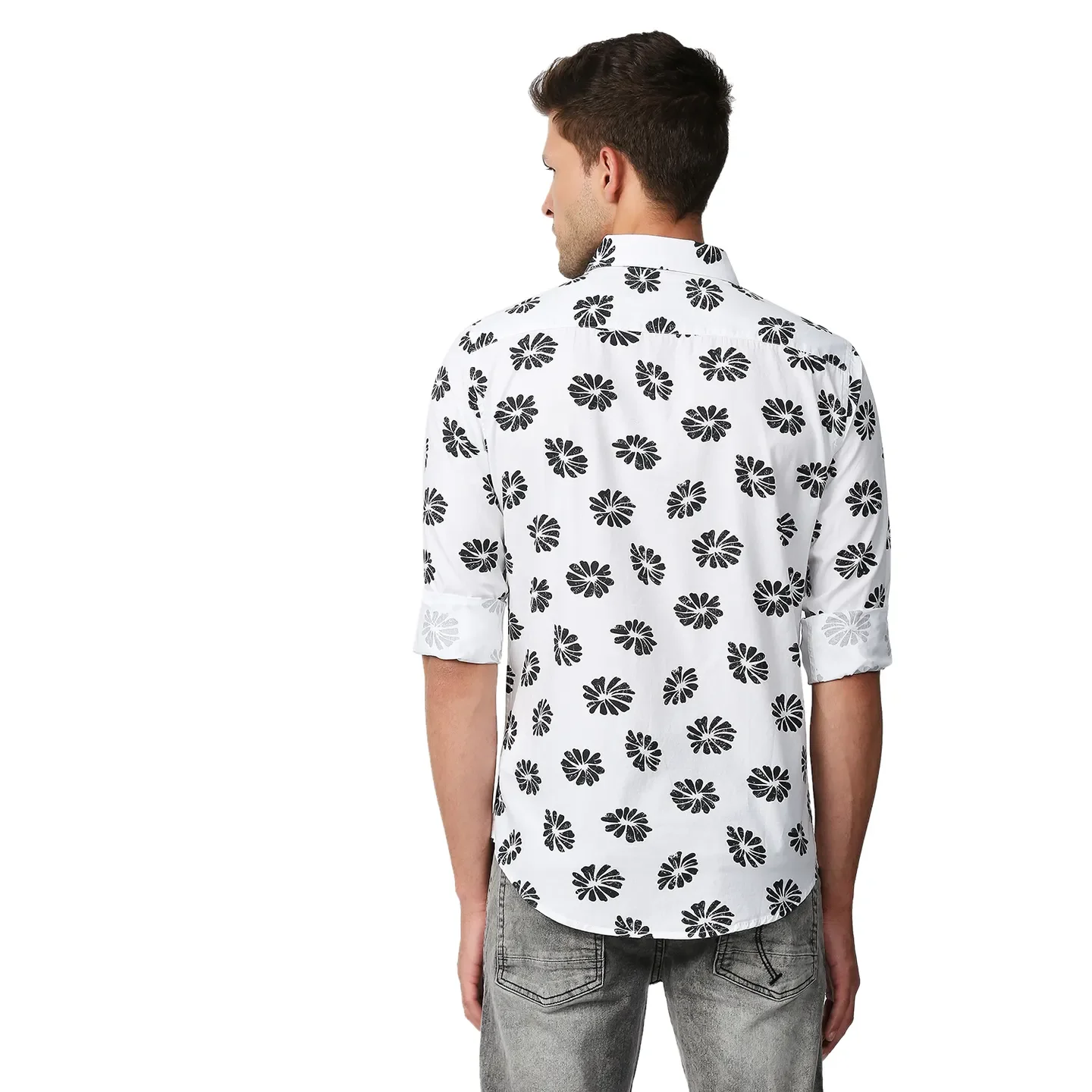 White Slim Straight Fit Regular Collar Long Sleeves Men's Shirt by Being Human Clothing - Image 4
