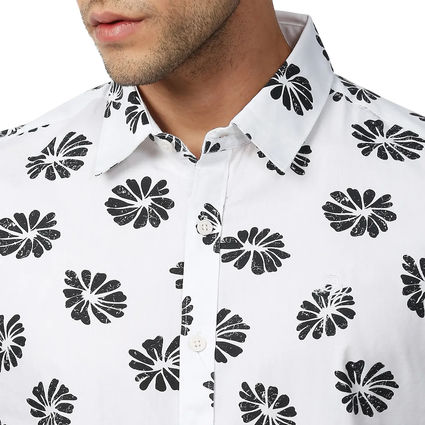 White Slim Straight Fit Regular Collar Long Sleeves Men's Shirt by Being Human Clothing - Image 5