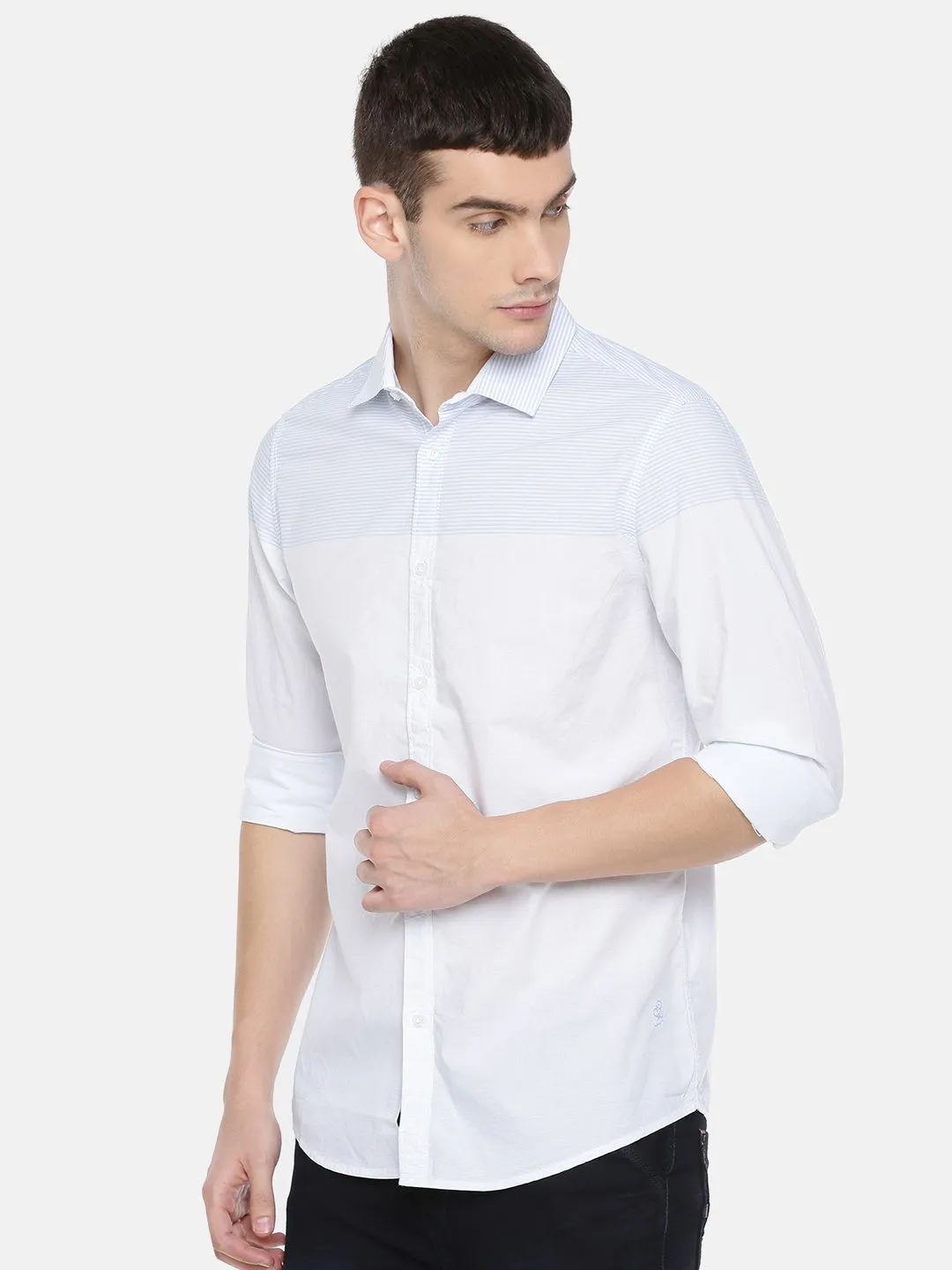 White Regular Fit Regular Collar Long Sleeves Cotton Men's Shirt by Being Human Clothing - Image 2