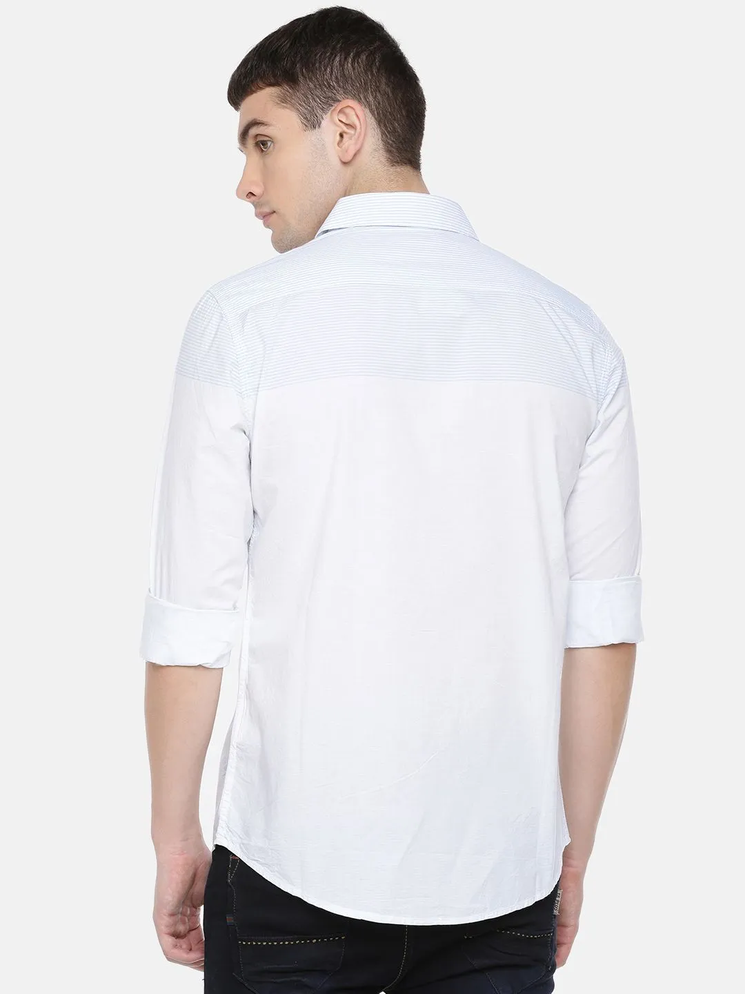 White Regular Fit Regular Collar Long Sleeves Cotton Men's Shirt by Being Human Clothing - Image 4