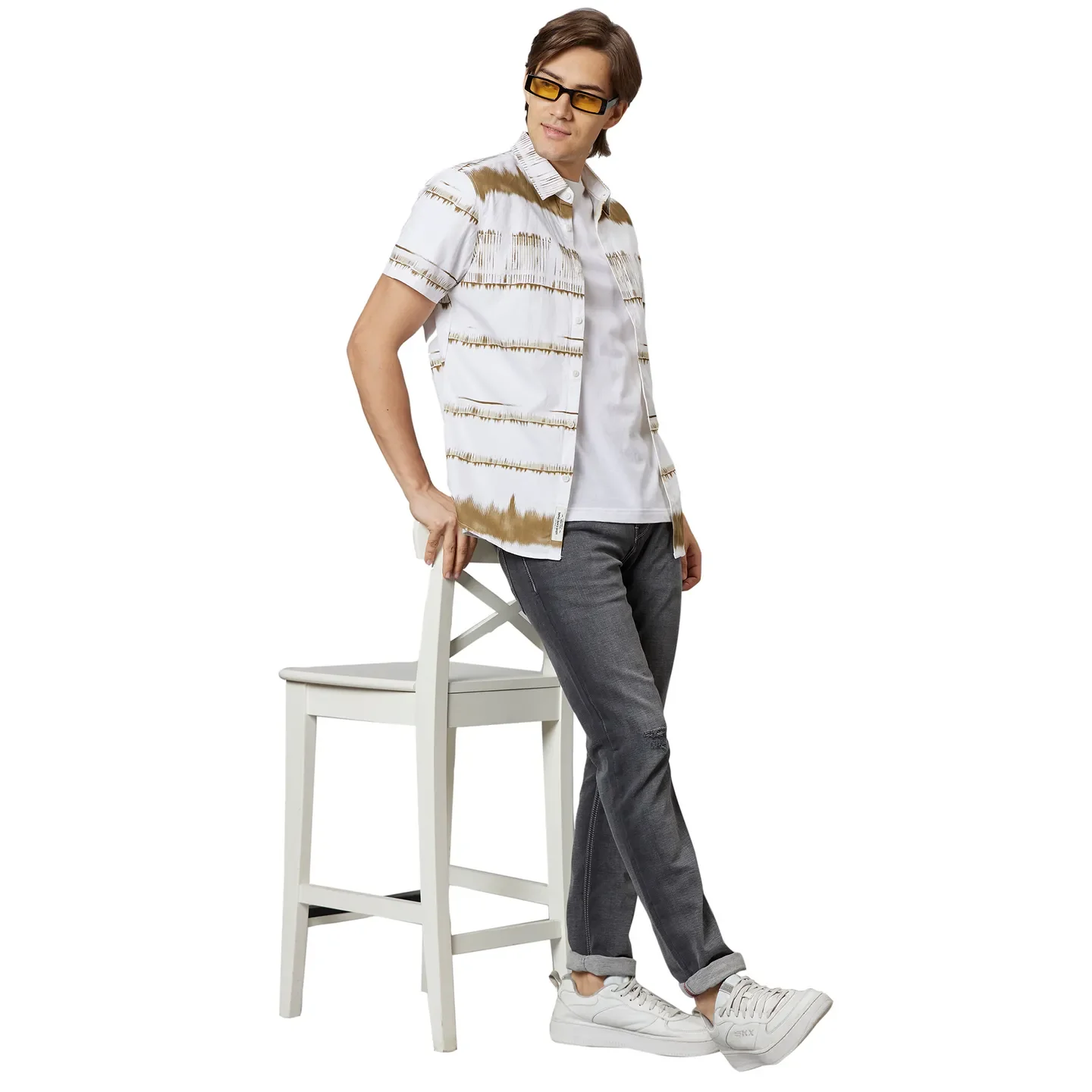 White Slim Fit Regular Collar Men's Shirt by Being Human Clothing - Image 5
