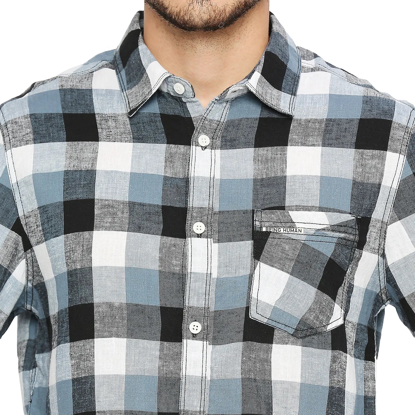 White Slim Fit Regular Collar Men's Shirt by Being Human Clothing - Image 5