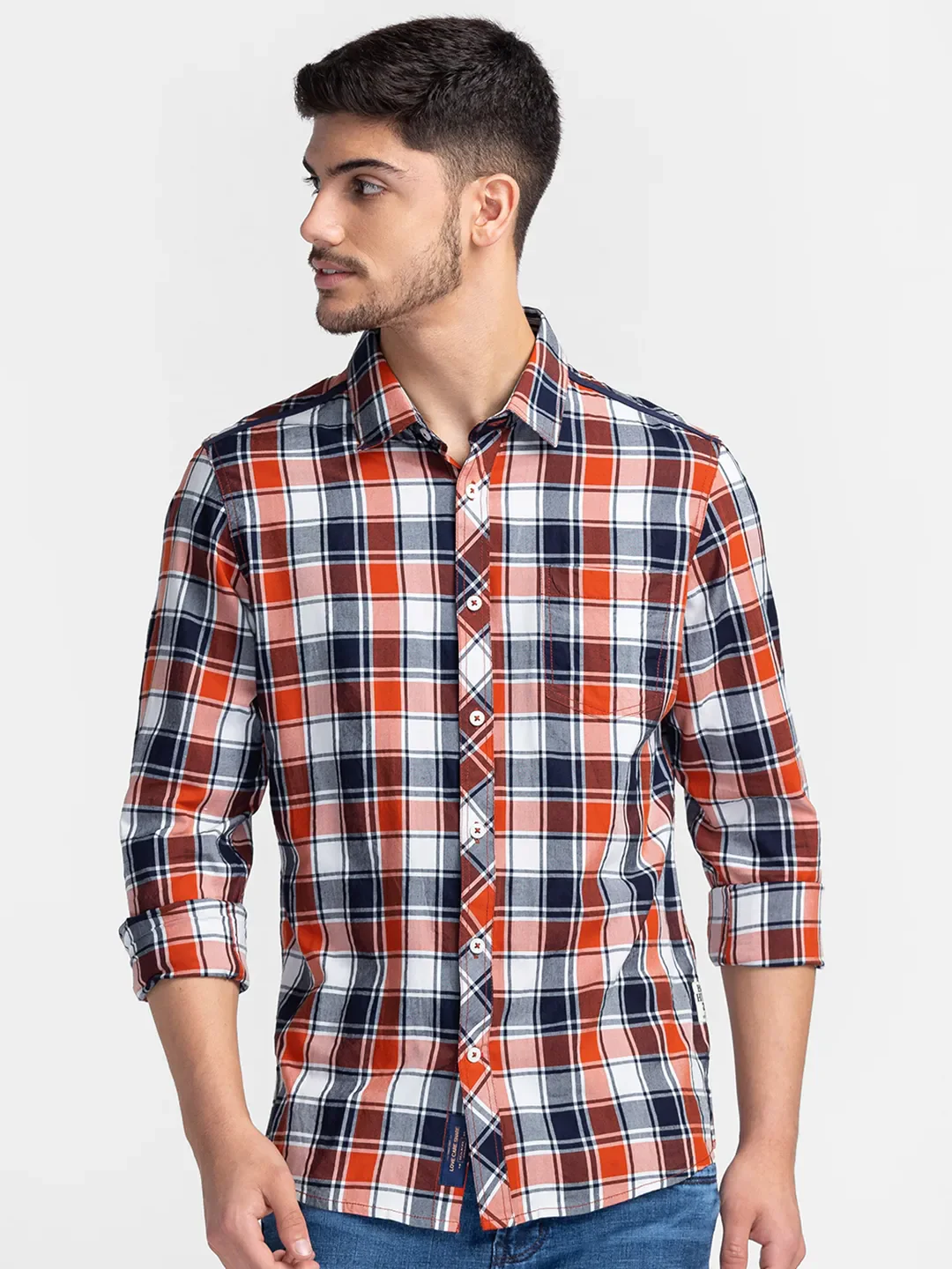 White Slim Fit Regular Collar Men's Shirt by Being Human Clothing