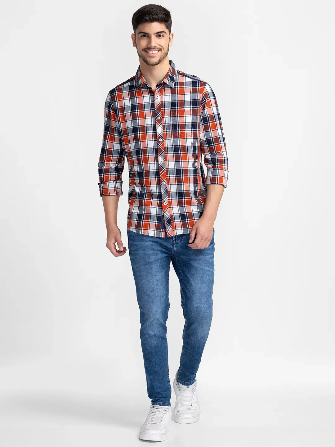 White Slim Fit Regular Collar Men's Shirt by Being Human Clothing - Image 2