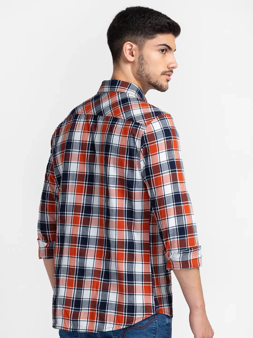 White Slim Fit Regular Collar Men's Shirt by Being Human Clothing - Image 3
