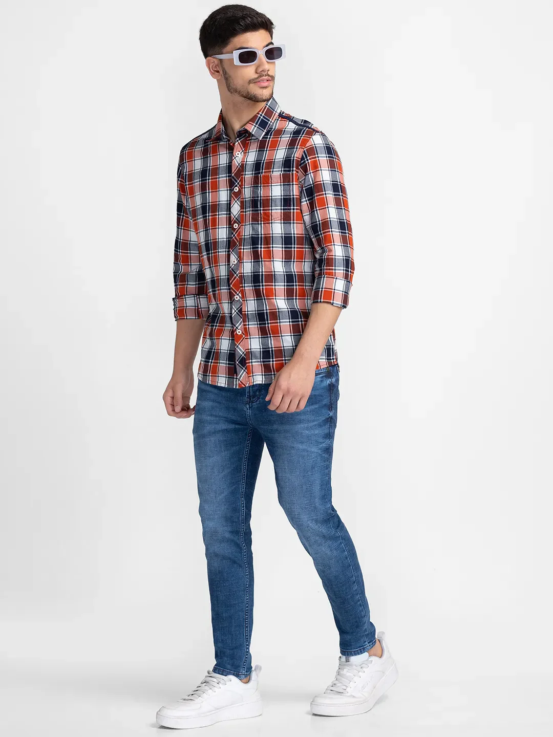 White Slim Fit Regular Collar Men's Shirt by Being Human Clothing - Image 6