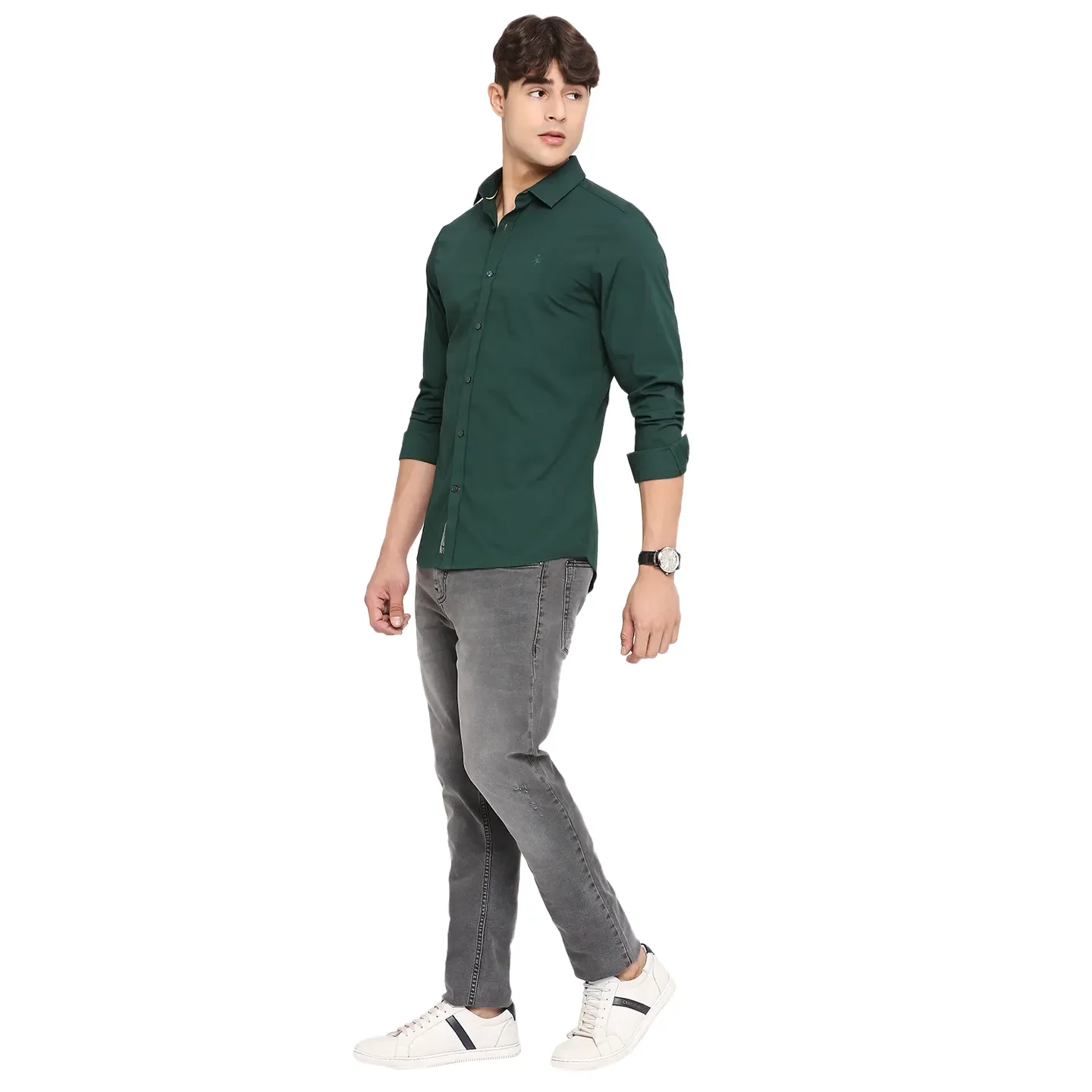 Red Slim Straight Fit Regular Collar Long Sleeves Cotton Men's Shirt by Being Human Clothing - Image 6