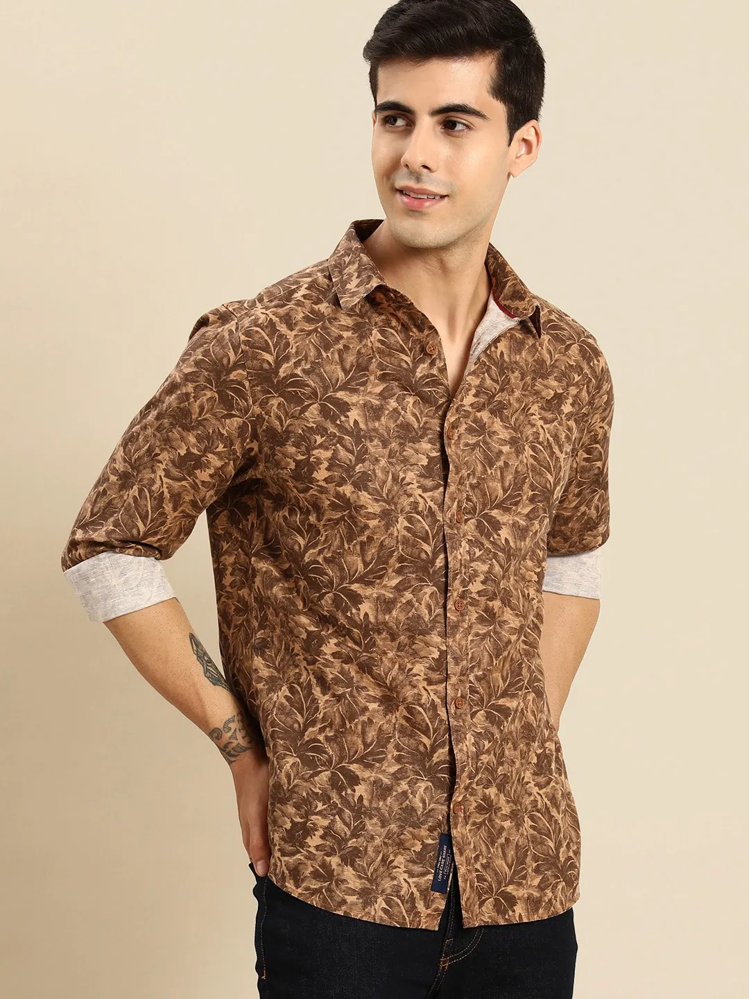 Red Slim Straight Fit Regular Collar Long Sleeves Men's Shirt by Being Human Clothing - Image 2