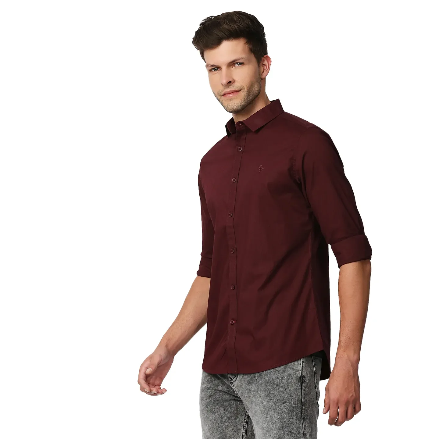 Red Super Slim Fit Regular Collar Long Sleeves Men's Shirt by Being Human Clothing - Image 2