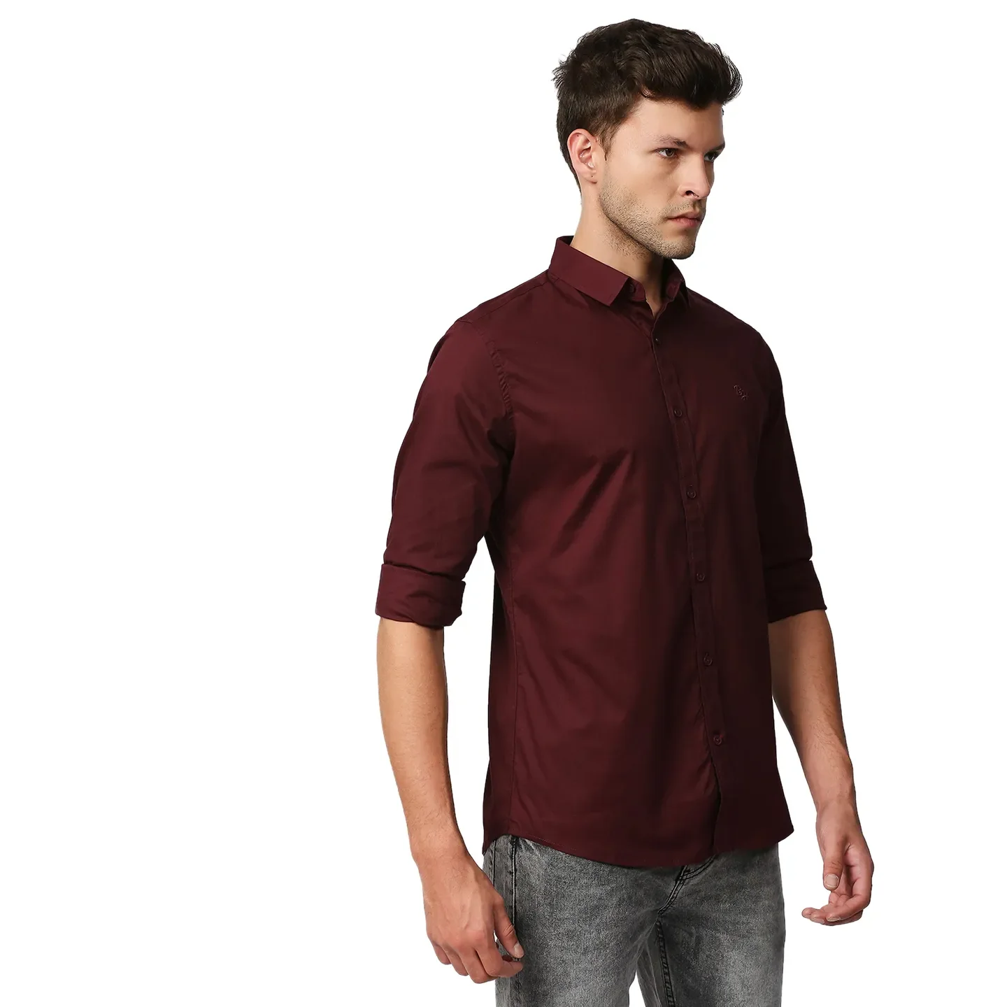 Red Super Slim Fit Regular Collar Long Sleeves Men's Shirt by Being Human Clothing - Image 3