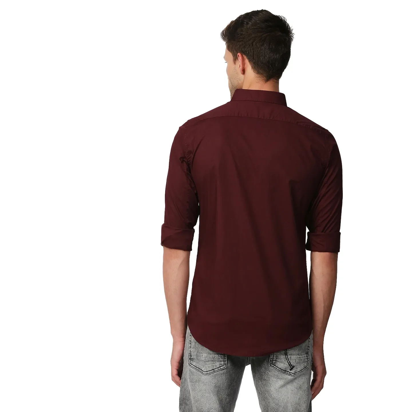 Red Super Slim Fit Regular Collar Long Sleeves Men's Shirt by Being Human Clothing - Image 4
