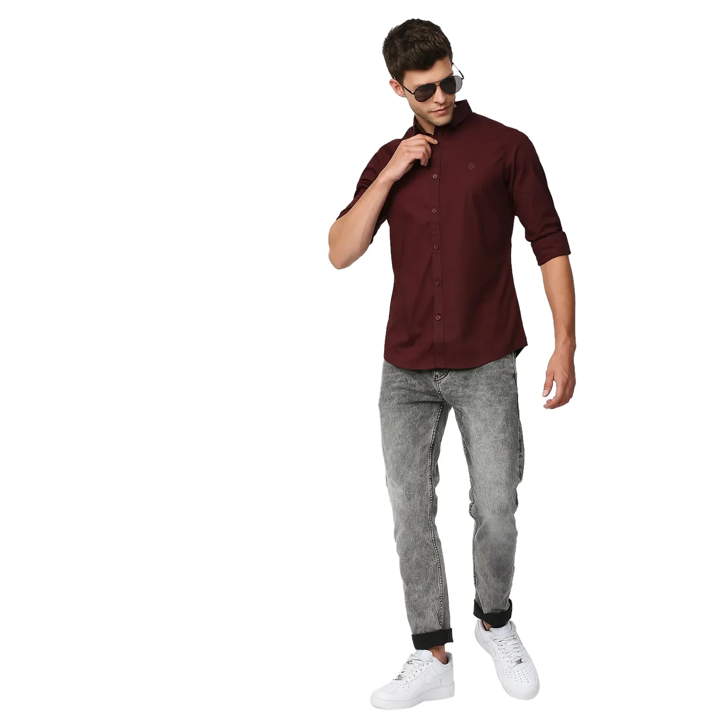 Red Super Slim Fit Regular Collar Long Sleeves Men's Shirt by Being Human Clothing - Image 6
