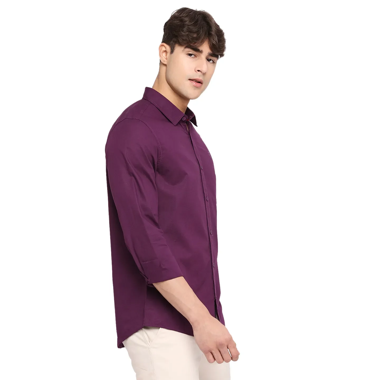 Red Slim Straight Fit Regular Collar Long Sleeves Cotton Men's Shirt by Being Human Clothing - Image 3