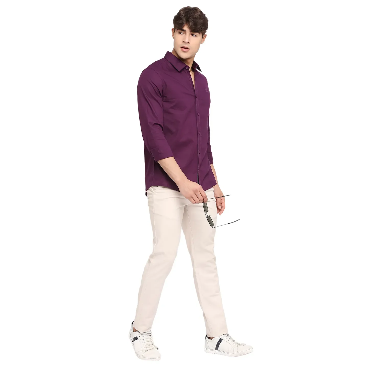 Red Slim Straight Fit Regular Collar Long Sleeves Cotton Men's Shirt by Being Human Clothing - Image 6